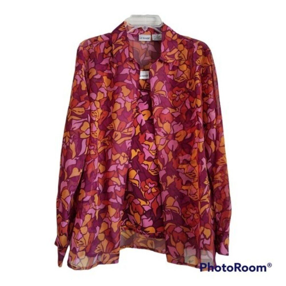 Liz Baker Sheer Blouse with Camisole Size 14 NWOT